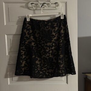 Ann Taylor Elegant Black Lace Overlay Skirt